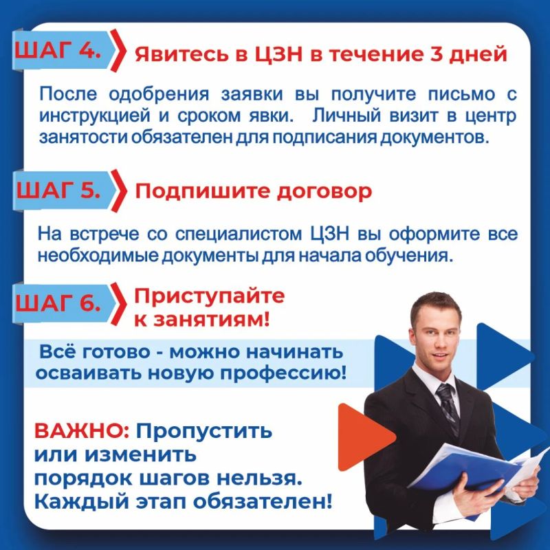 Планируете освоить новую профессию за счёт государства? Весь путь от заявки до старта занятий занимает 2–4 месяца и состоит из 6 обязательных шагов Планируете освоить новую профессию за счёт государства? Весь путь от заявки до старта занятий занимает 2–4 месяца и состоит из 6 обязательных шагов